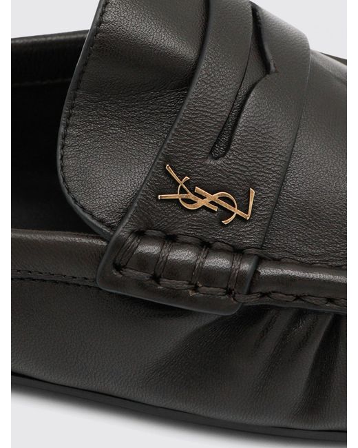 Sandales Plates Femme Saint Laurent en coloris Black