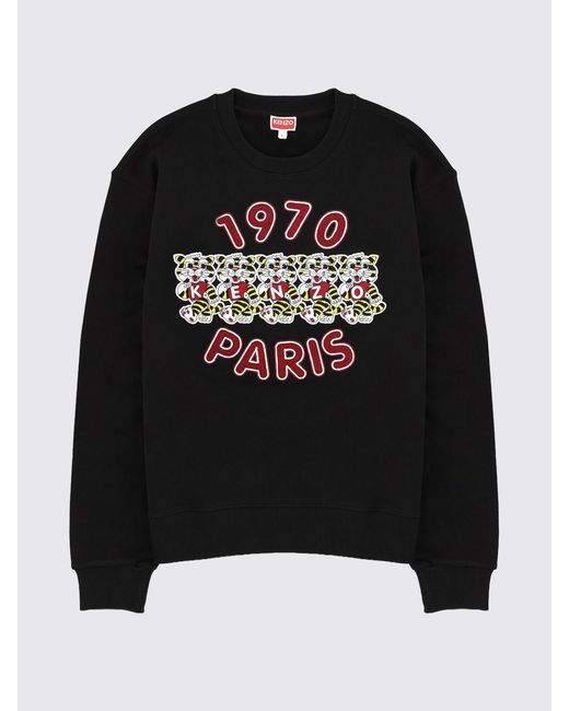 KENZO Black Cotton Crew Neck Sweatshirt With Print for men