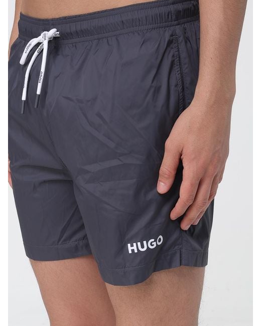 HUGO Blue Polyester Boxer Swim Trunks for men
