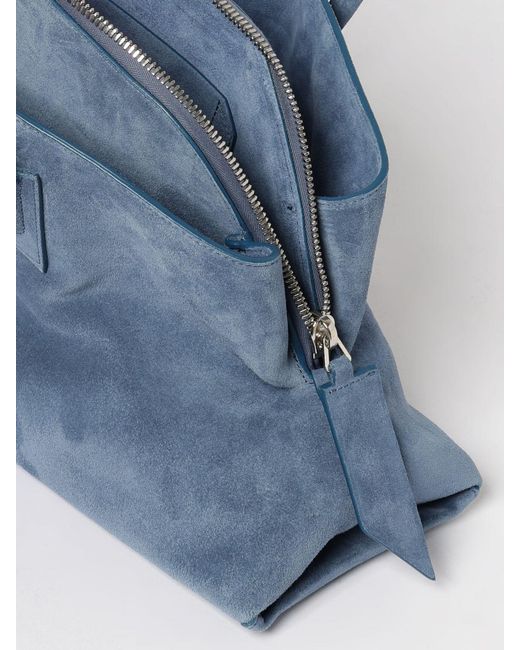 The Attico Blue La Passeggiata Medium Suede Bag