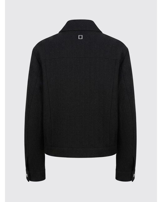 Wooyoungmi Blue Short Wool-Blend Coat With Zip Closure And Contrast Logo for men