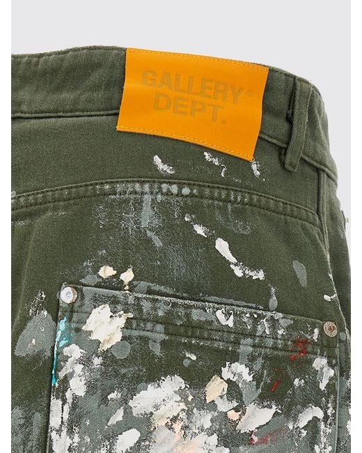 GALLERY DEPT. Green Abstract Print 5-Pocket Cotton Denim Shorts for men