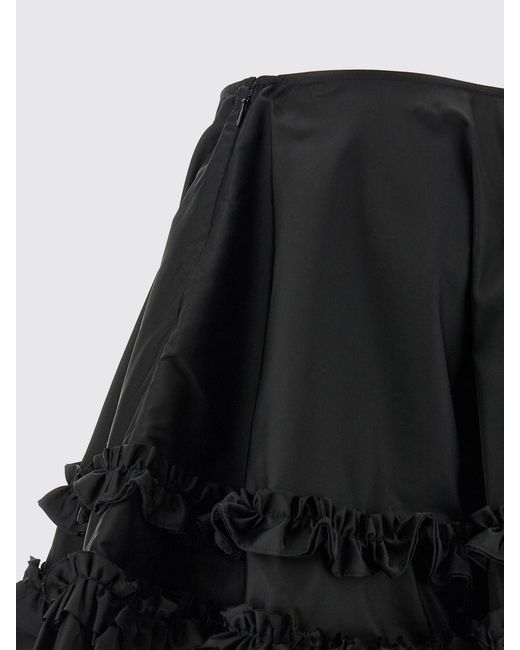 Ganni Black Crêpe Mini Skirt With Ruffles