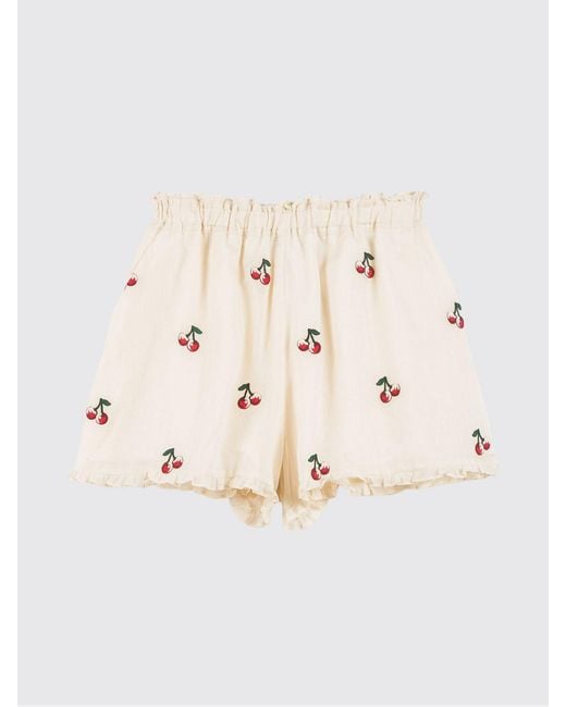 Twinset Red Ramie Shorts With Embroidery