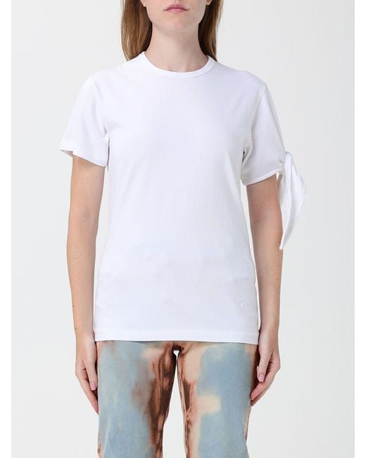 J.W. Anderson White Slim Fit Cotton T-Shirt With Bow Appliqué