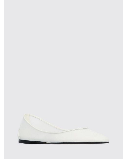 Jacquemus White Nylon Ballet Flats With Almond Toe And Lambskin Leather Interior