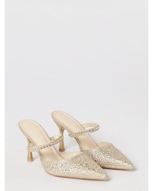 Twentyfourhaitch Natural Mango Glitter And Rhinestone Mules