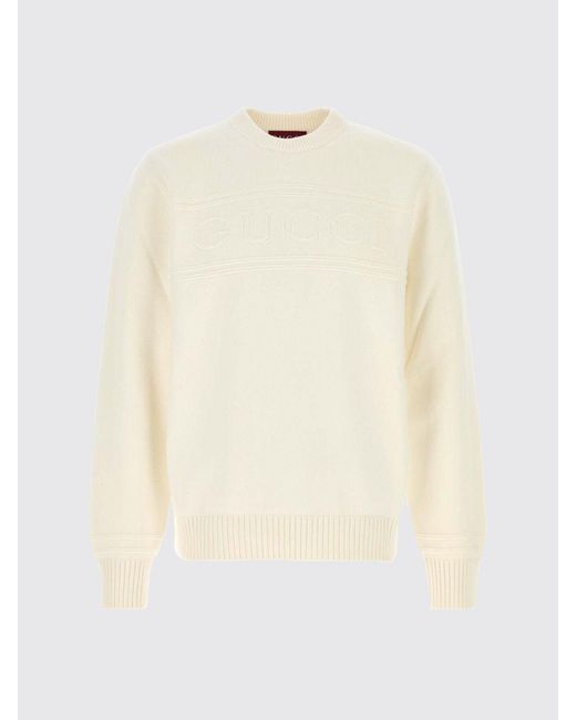 Gucci White Cotton And Wool Crewneck Pullover for men