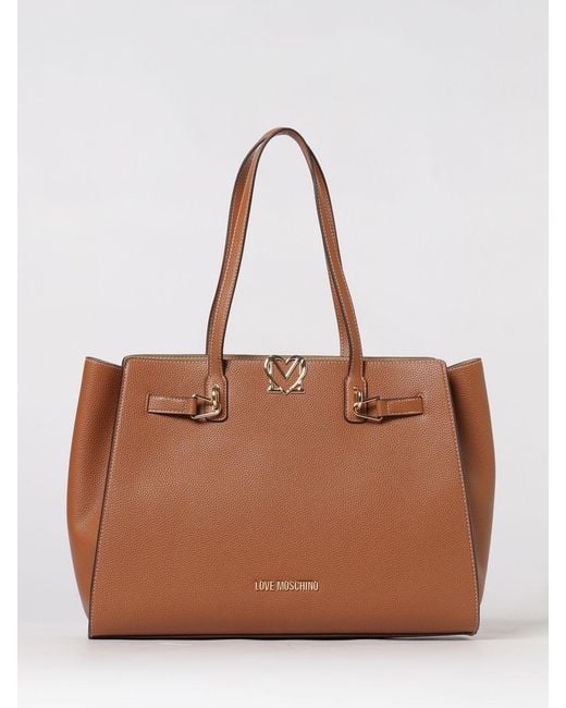Love Moschino Brown Grained Faux Leather Bag