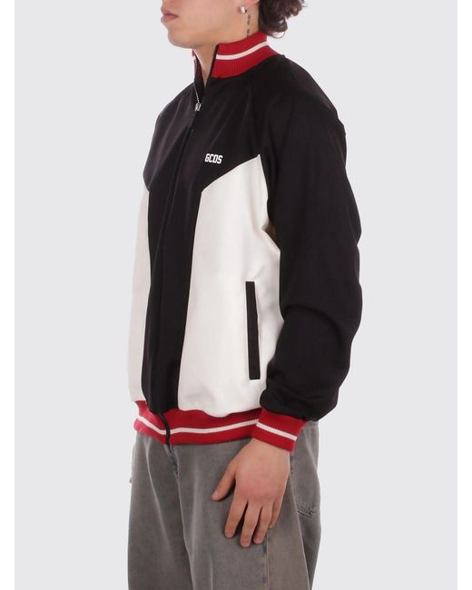 Gcds Black Technical Fabric Zip Sweatshirt for men