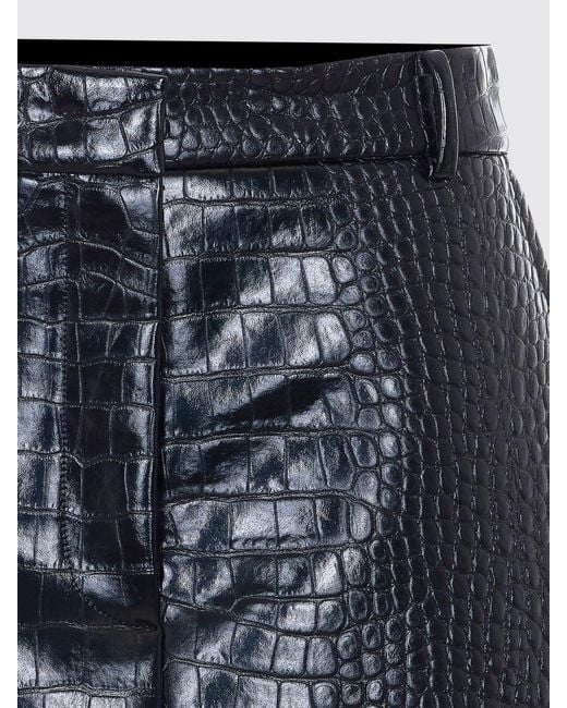 Sportmax Blue Crocodile Print Faux Leather Mini Skirt