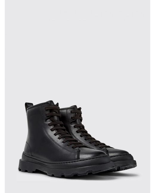 Camper Black Brutus+ Leather Ankle Boot