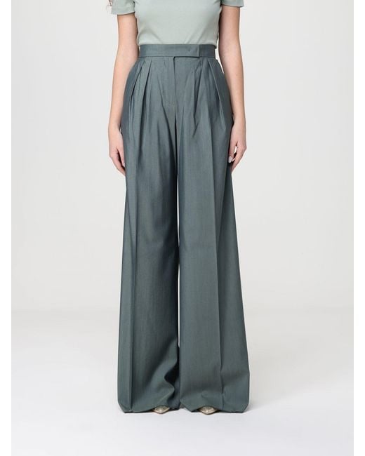 Max Mara Blue Giallo Wide-Leg Wool Blend Trousers