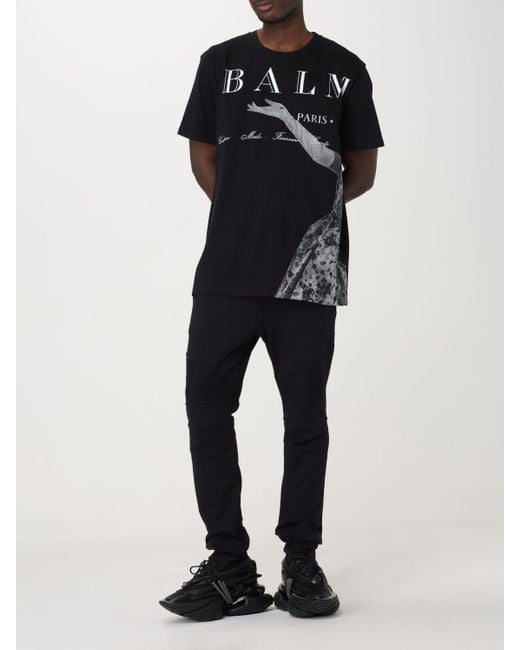 Balmain Black Printed Soft Jersey T Shirt for men