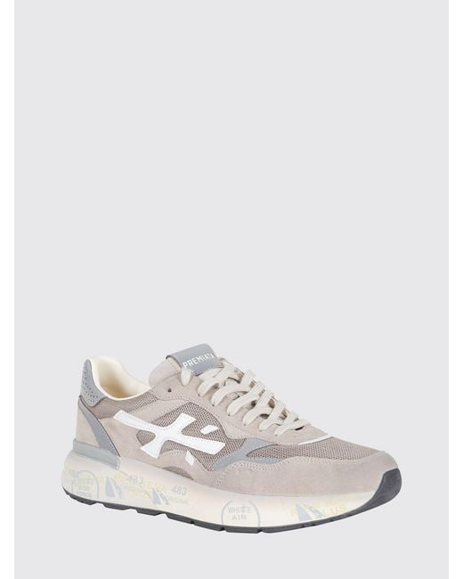 Premiata White Mick Used Suede And Mesh Sneakers for men