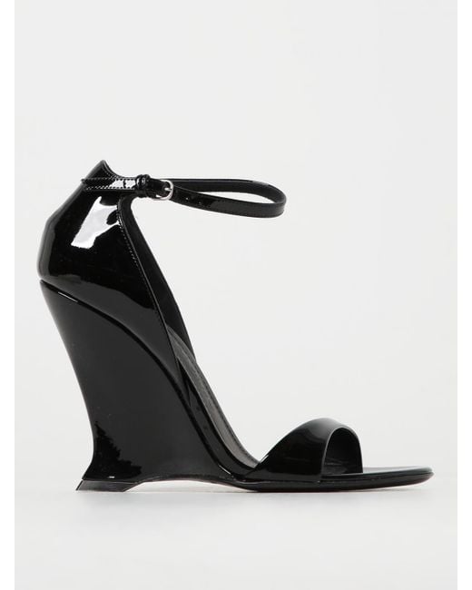 Ferragamo Black Vidette Patent Leather Sandals With Wedge