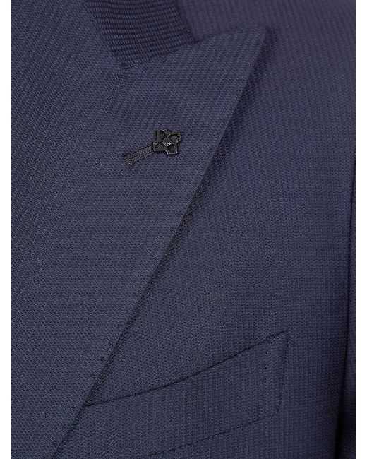Tagliatore Blue Double Breasted Virgin Wool Blazer for men