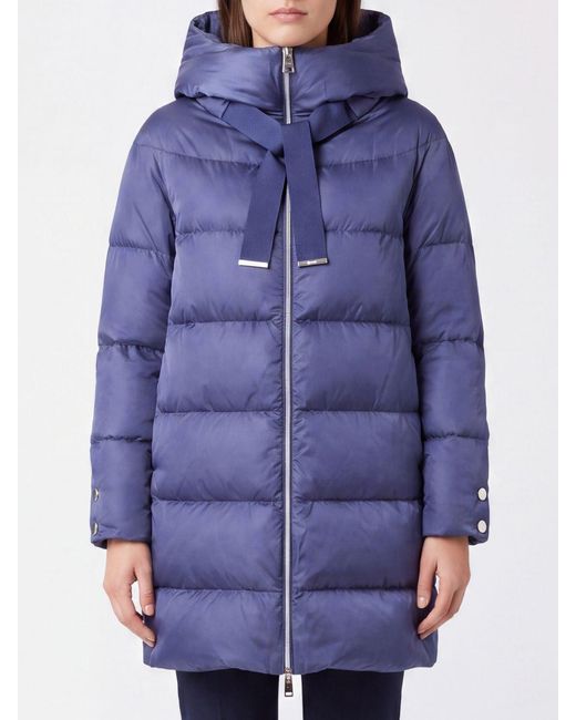 Herno Blue A-Shape Short Hooded Down Jacket