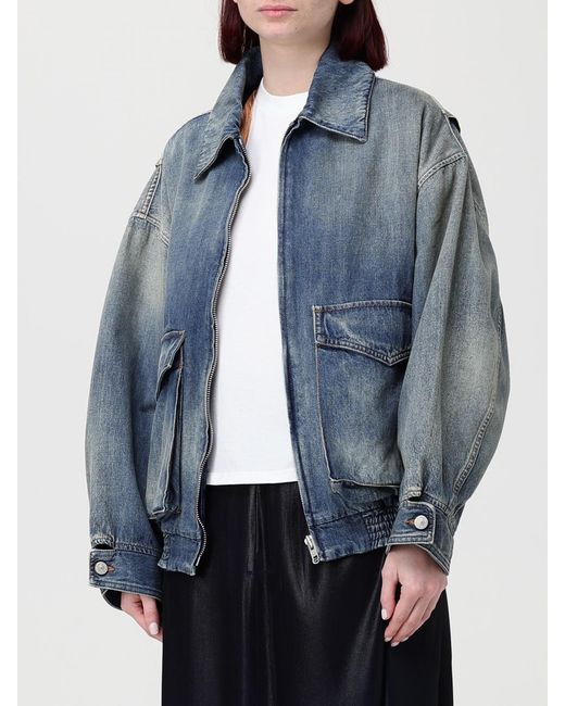 MM6 by Maison Margiela Blue Cotton Denim Bomber Jacket
