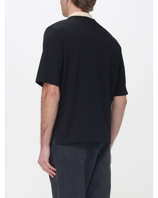 Valentino Black Cotton Polo Shirt With Inlaid V And Panther Patch for men