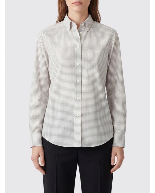 The Row Gray Slim Fit Check Cotton Shirt With French Collar And Patch Pocket