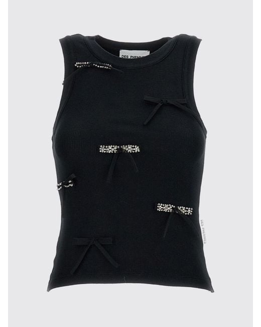 Des Phemmes Black Slim Fit Cotton Evening Top With All-Over Bows And Rhinestones