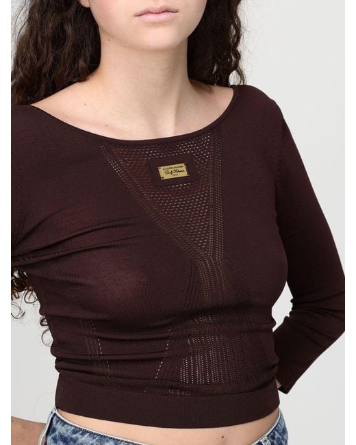 Elisabetta Franchi Blue Perforated Viscose Knit Top