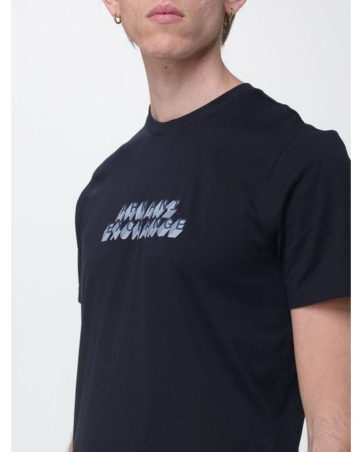 ARMANI EXCHANGE Blue Crew Neck T-Shirt With Logo for men