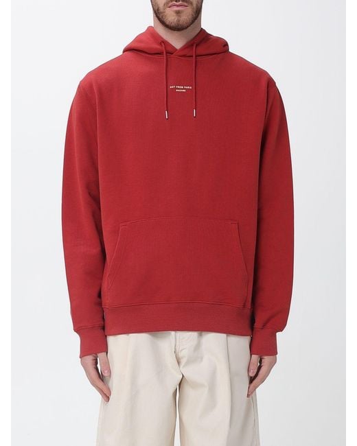 Drole de Monsieur Red Cotton Hoodie With Logo for men