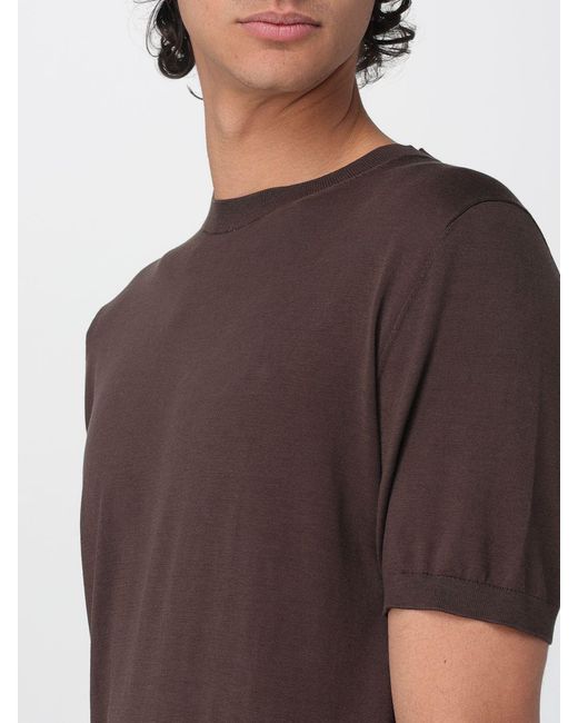 Kangra Brown Cotton And Silk Crew Neck Knitwear for men