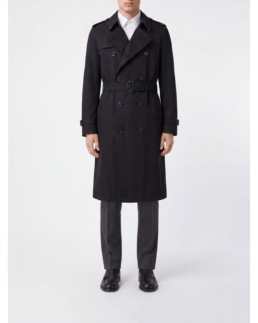 Burberry Black Long Double-Breasted Cotton Trench Coat With Belt And Epaulettes for men