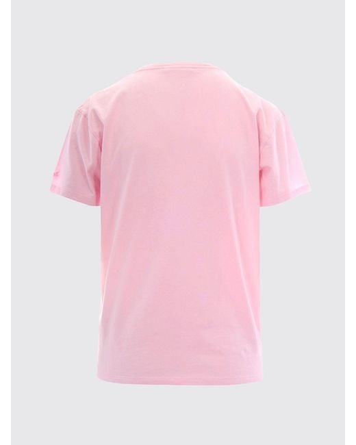 Mc2 Saint Barth Pink Crewneck Cotton T-Shirt With Graphic Print And Logo
