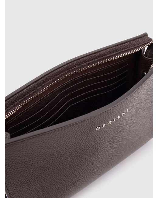 Orciani Brown Grained Calfskin Pouch for men