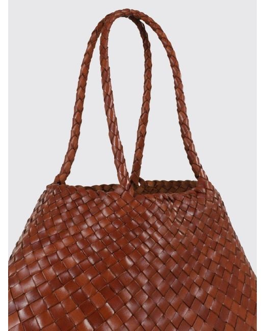 Dragon Diffusion Brown Santa Croce Big Woven Leather Bag