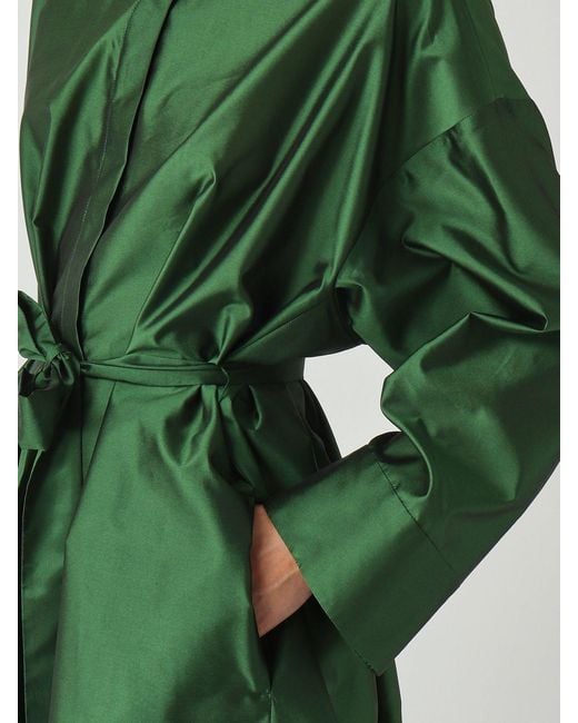 Max Mara Green Silk Blend Satin Chemisier Dress