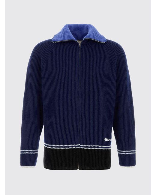 Marni Blue Virgin Wool And Cashmere Cardigan for men