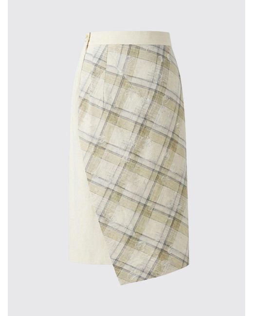 Vivienne Westwood Natural High-Waisted Asymmetrical Tartan Cotton Midi Skirt