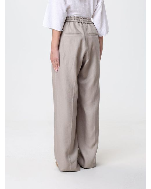 Tagliatore Gray Linen Wide-Leg Trousers