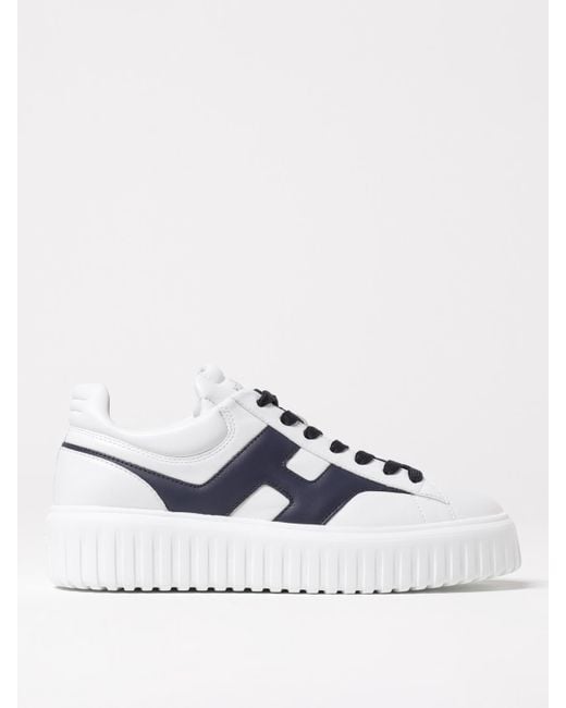 Hogan White H-Stripe Leather Sneakers for men