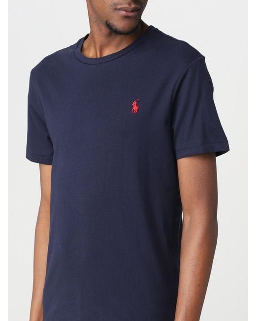 Polo Ralph Lauren Blue Cotton T-shirt With Logo for men