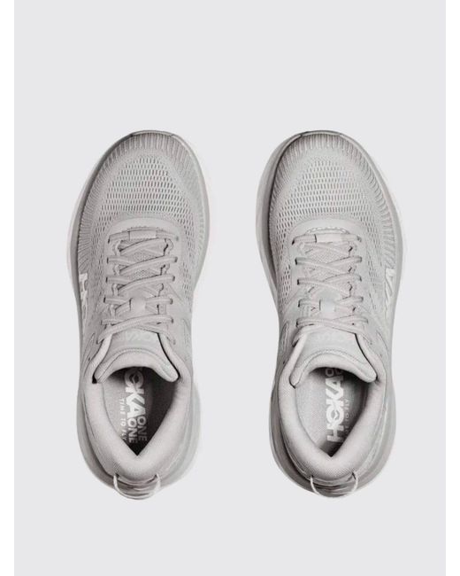 Hoka One One White Bondi 7 Technical Mesh Sneakers