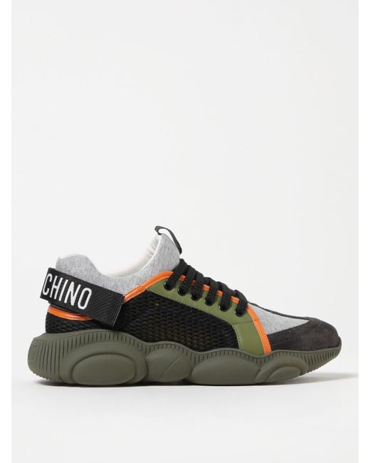 Moschino Couture Green Sneakers In Mesh And Leather for men