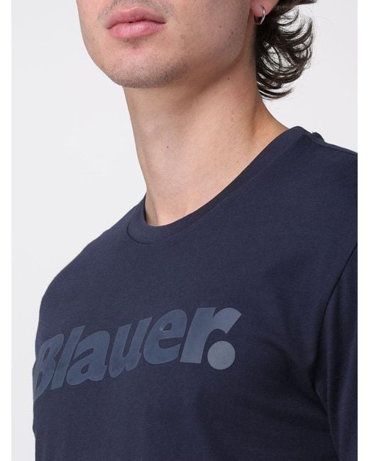Blauer Blue Cotton T-Shirt With Logo for men