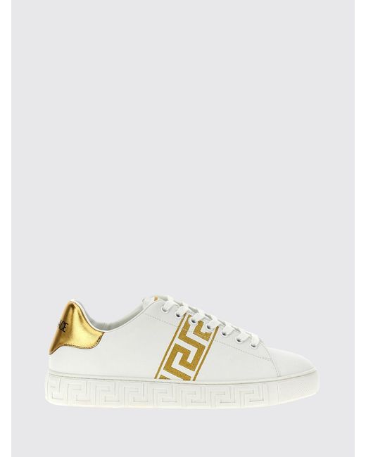 Versace Metallic Greca Leather Sneakers for men