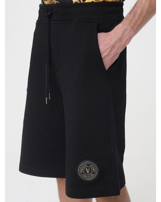 Versace Jeans Couture Black Cotton Sport Shorts for men