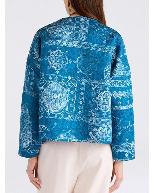 Momoní Blue MomonÌ Gelsomino Printed Viscose Twill Coat