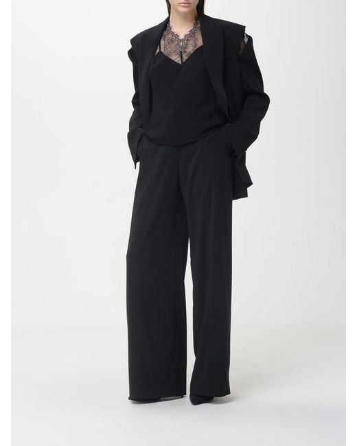 Patrizia Pepe Black Crêpe Wide Leg Trousers