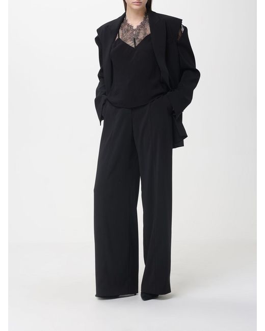 Patrizia Pepe Black Sleeveless Viscose Top With Lace