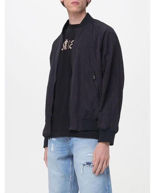 Just Cavalli Blue Reversible Nylon Bomber Jacket for men
