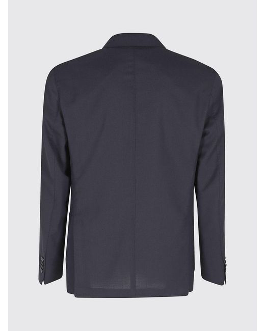 Santaniello Blue Single-Breasted Wool Blend Blazer for men